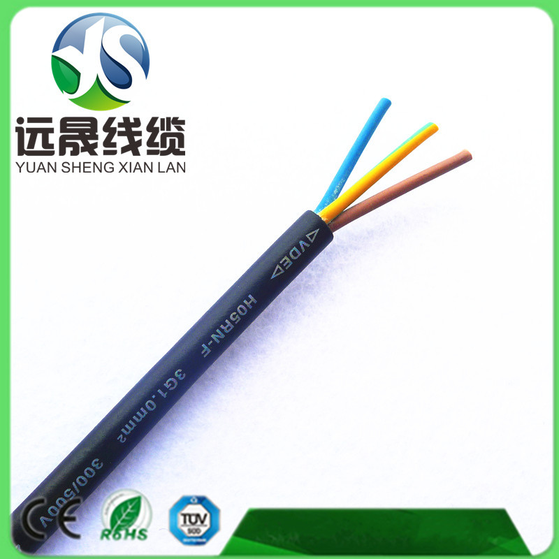 防水无氧铜VDE欧标橡胶线HO7RN-F3G1.0BS插头电源线