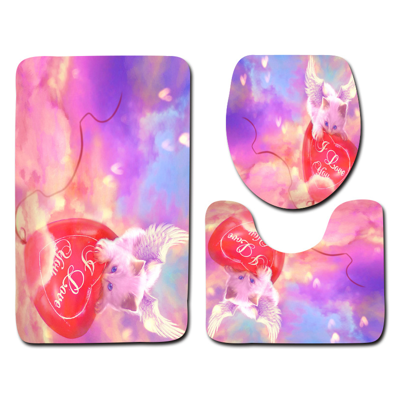 Serie europea y americana Día de San Valentín baño aseo piso estera 3 piezas conjunto Amazon deseo suministro de entrega de una sola pieza