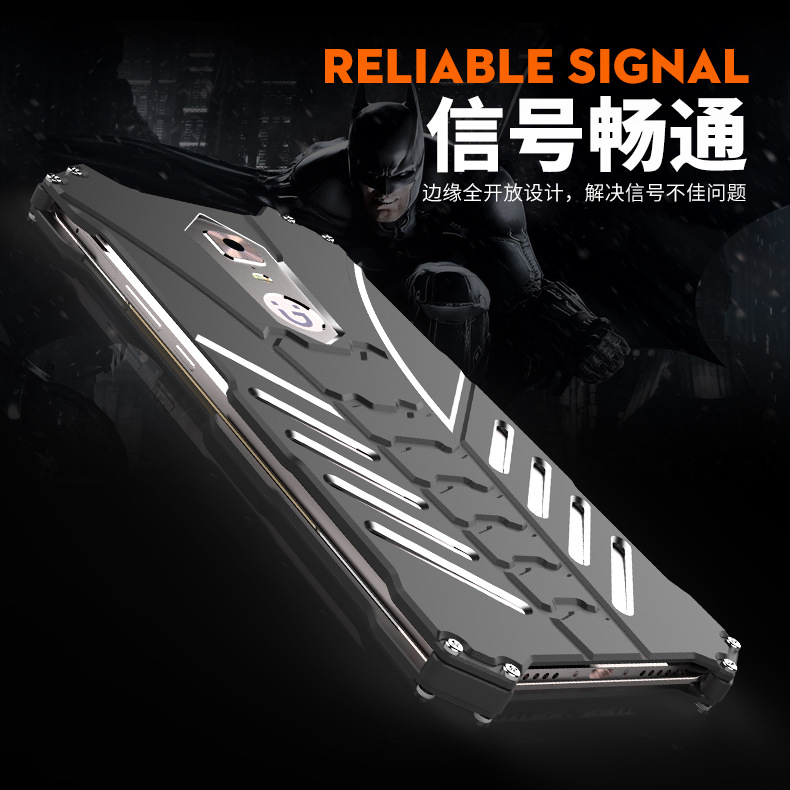 R-Just Batman Shockproof Aluminum Shell Metal Case with Custom Stent for Gionee M6s Plus