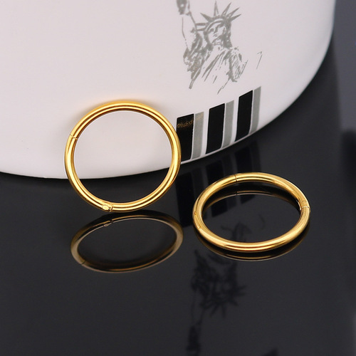 Factory direct sales European and American punk titanium steel earrings nose ring multi-purpose ring stainless steel closed ring women's earrings piercing jewelry