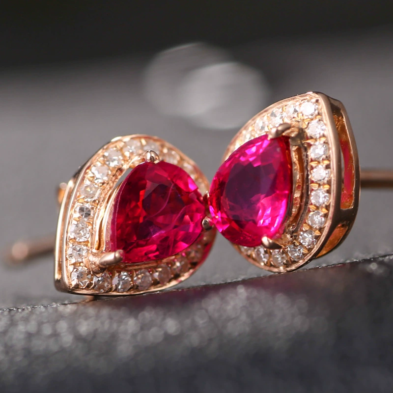 Зубчатые Ruby серьги, золотой аксессуар, европейский стиль, 18 карат, розовое золото, оптовая продажа