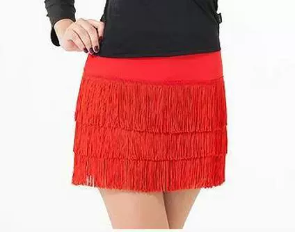 All red fringed skirt