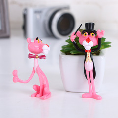 Wholesale Pink Panther Anime Merchandise, Plush Figure, Handmade Cartoon Shelf Decor, Playful Leopard Toy, Gift Model, Street Stall Supply