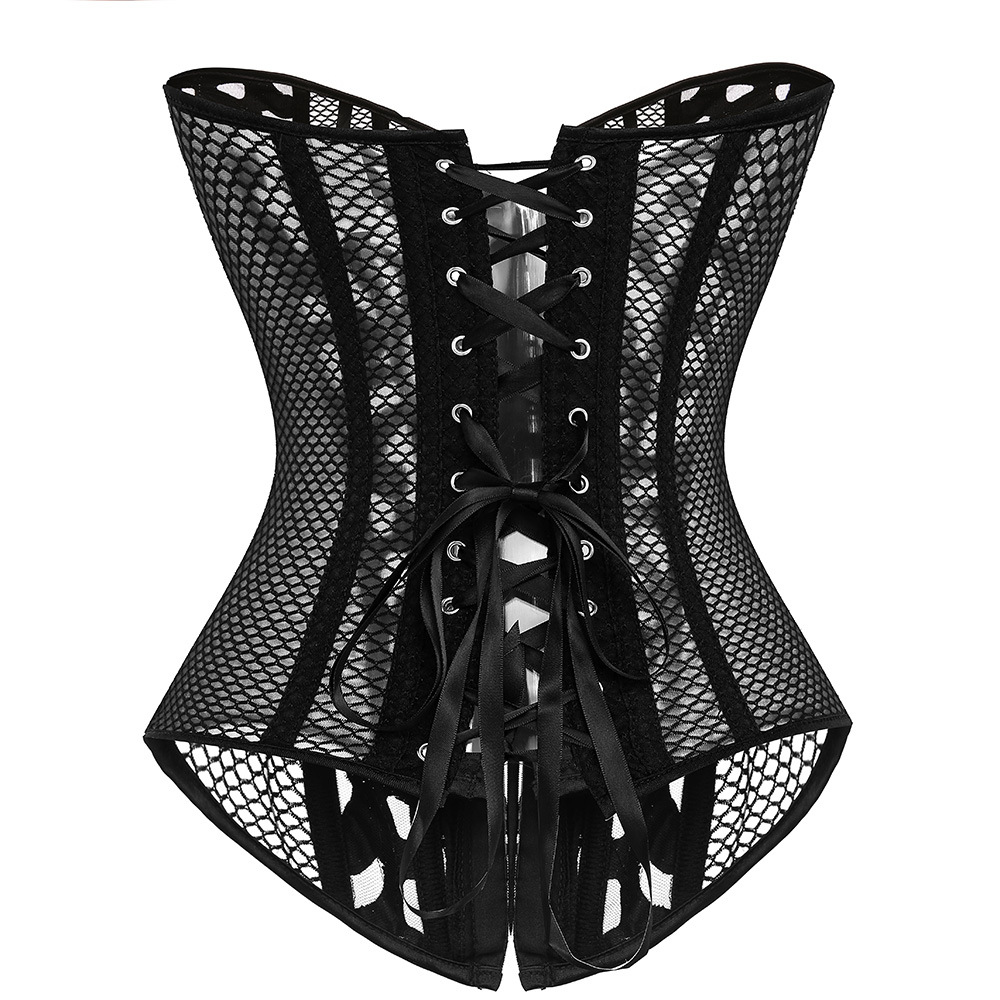 2020 Sexy Waist Training Corset Body Shaper Women Corset Black Lace Up Boned Overbust Corset