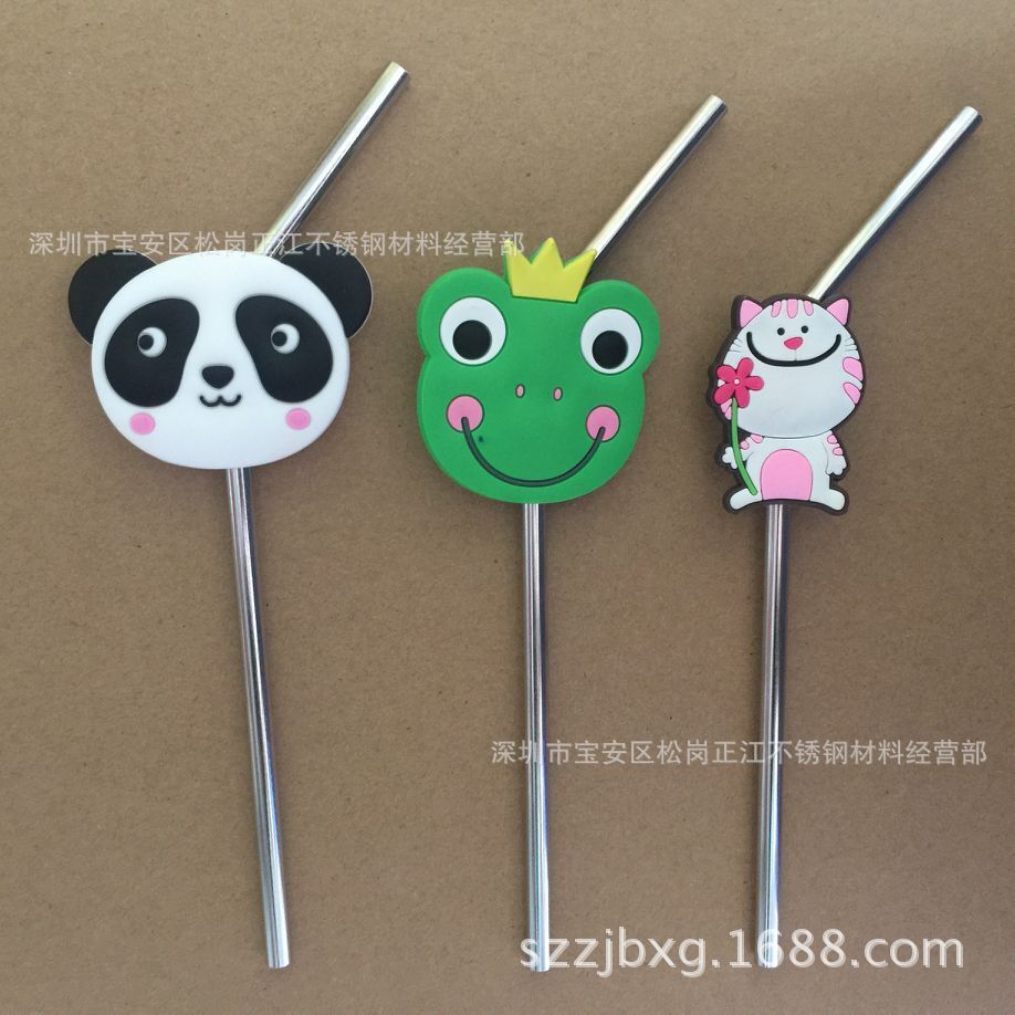 不锈钢吸管带硅胶套装 6mm 8mm 9mm直吸管弯吸管定制logo吸管套装