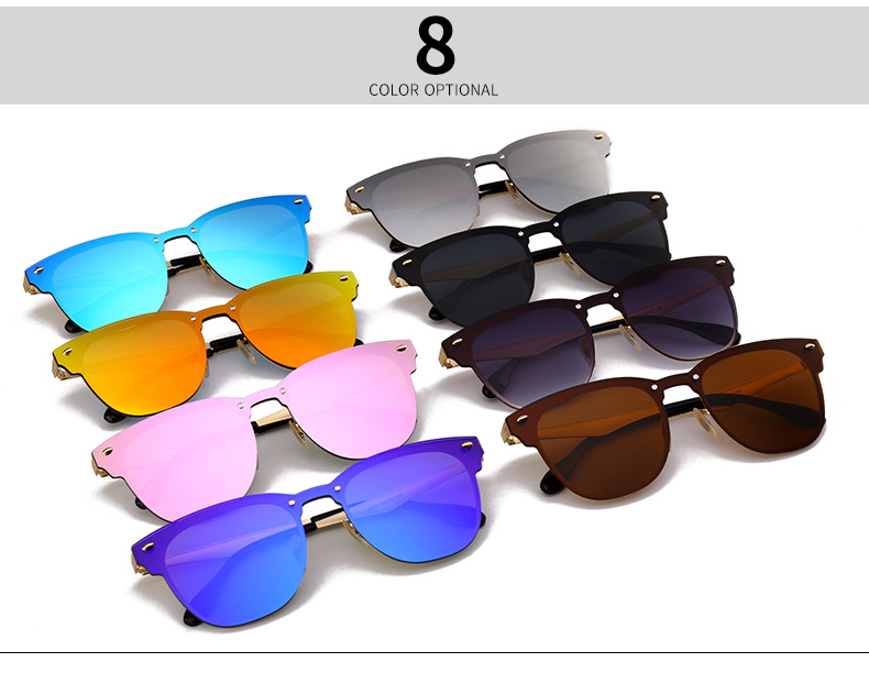 Einteilige, Flache Sonnenbrille Klassische Herren- Und Damensonnenbrille Im Gleichen Stil In Kontrastfarbe display picture 2