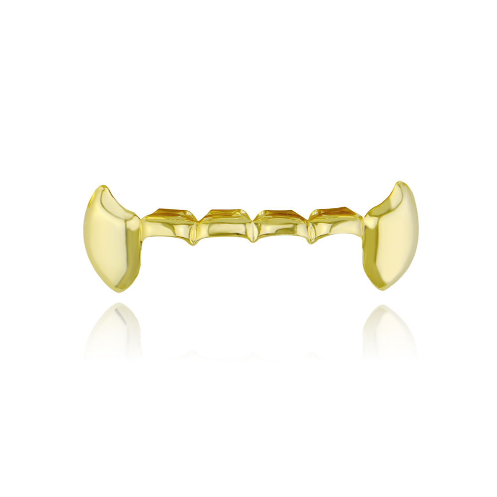 Vampire Fangs Fangs Grills18k Gold-plated Glossy Gold Teeth For Men And Women Hip Hop Tooth Socket Metal Dentures display picture 2