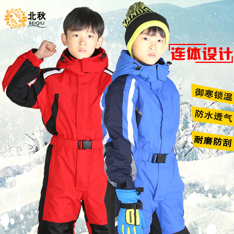 winter children Conjoined Ski suits girl thickening keep warm clothing waterproof wear-resisting suit Manufactor