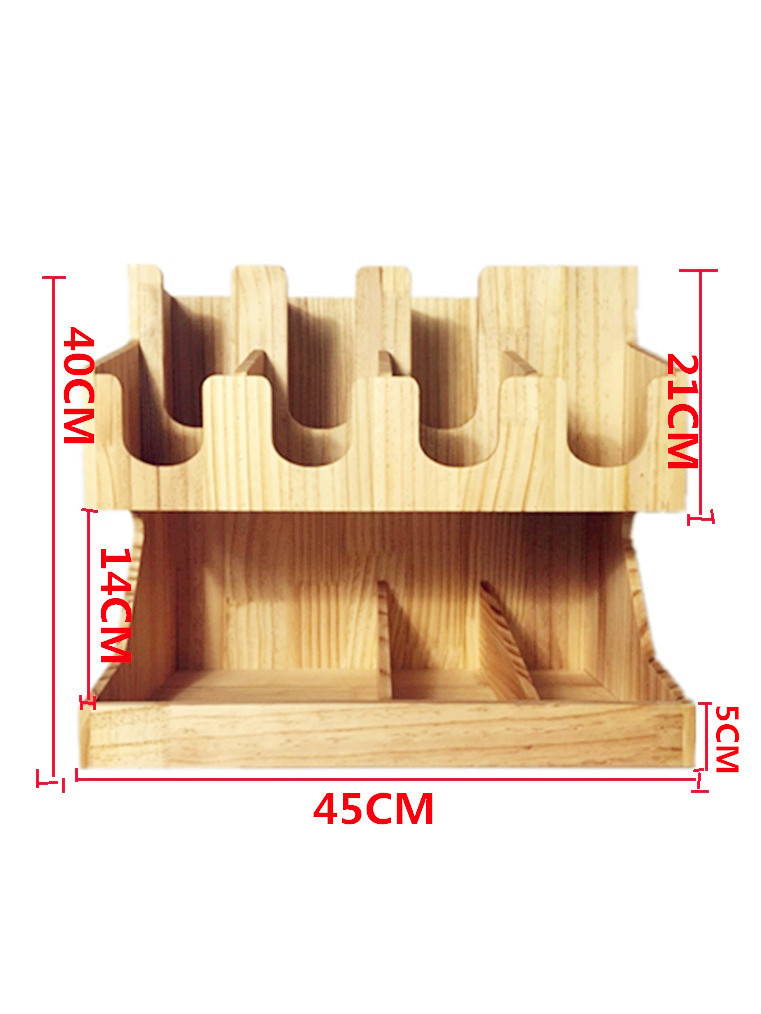 和轩浩原木吸管杯盖架收纳盒咖啡果汁奶茶店纸杯塑料杯架取杯器|ru