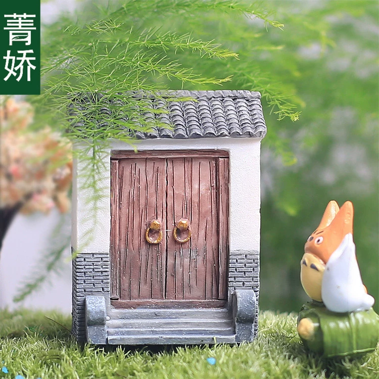 Jingjiao смолы мини Двор ворота модель мясистый микро пейзаж пасторальный Стиль ворота дом