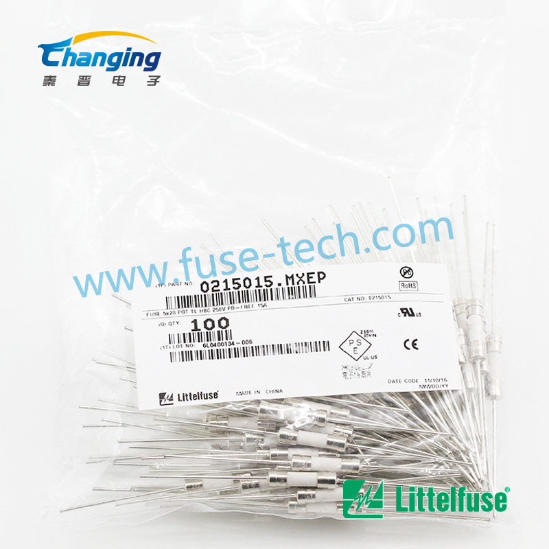 5*20陶瓷管 带引线保险丝管 0215015.MXEP 15A 250V 力特品牌