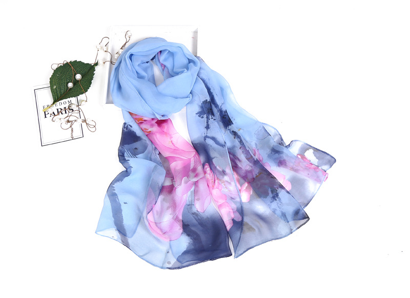 Women's Vacation Color Block Floral Polyester Silk Scarves display picture 4