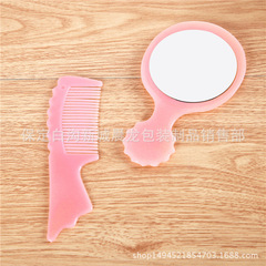 Plastic comb imitation beef tendon comb set Portable mirror comb set for girls E-commerce small gift manufacturer wholesale