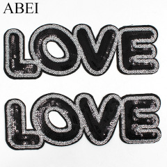 Large Glitter English Letter Black LOVE Fabric Patch Sweater Hat Decorative Patch Fabric Accessory Clothing Supply Part