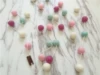 Wool ball skewers: white+pink+green+rose red