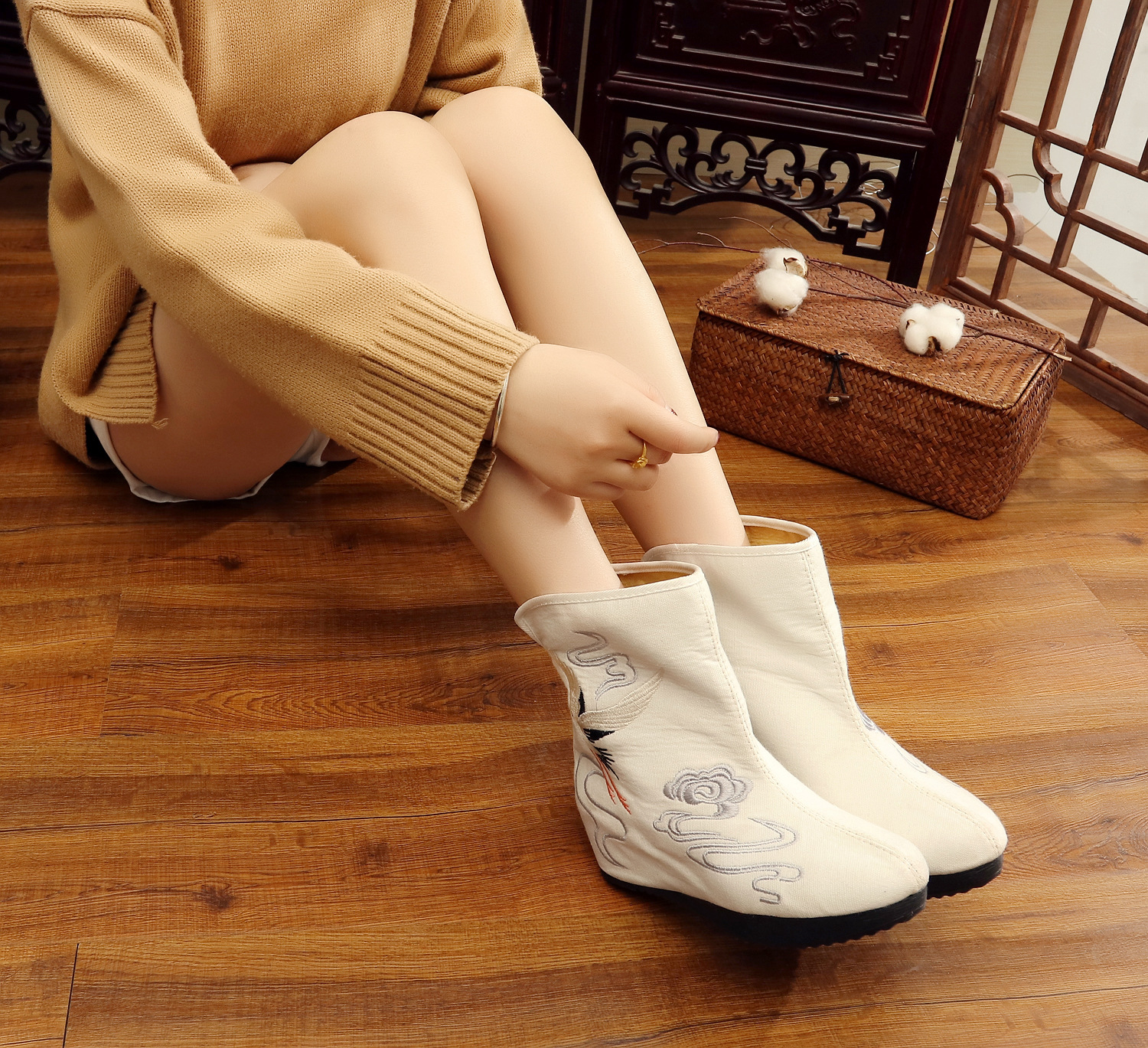 Bottes femme FLEUR DE JINCHEN en Tissu - Ref 3354945 Image 4