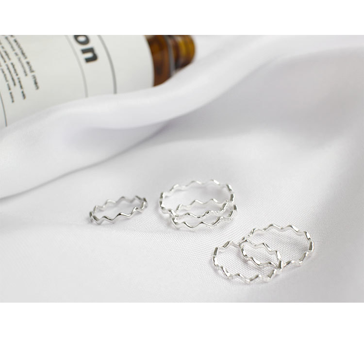 169 Korean Style S925 Sterling Silver Ring Ins Simple Thin Line Curve Wave All-Match Glossy Ring for