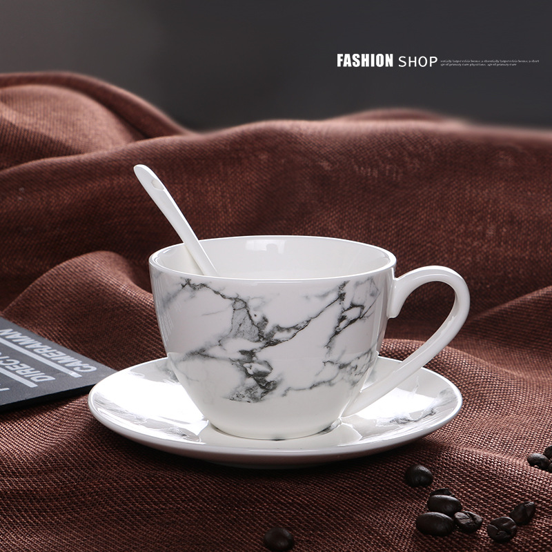 灰楼创意大理石纹咖啡杯广告促销礼品杯子办公室下午茶水杯马克杯