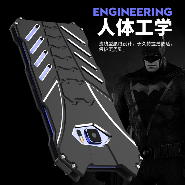 R-Just Batman Shockproof Aluminum Shell Metal Case with Custom Stent for HTC U Ultra