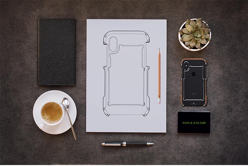 R-Just IRONWOOD Light Slim Timber Aluminum Metal Wood Bumper Case Cover for Apple iPhone X