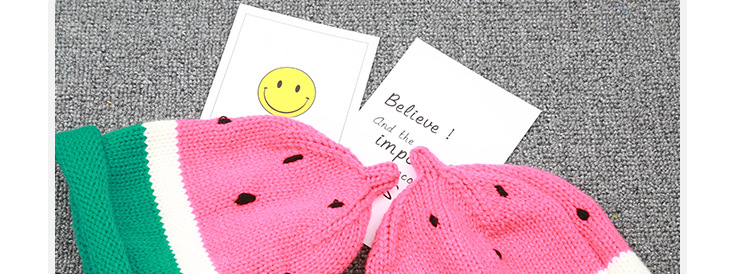 儿童西瓜帽子秋冬可爱毛线帽保暖套头帽宝宝手