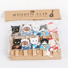 Wholesale Cartoon Cat Wooden Clips, Rope Set Photo Wall Picture Clips, Decorative Message Notes Clips