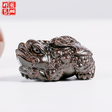 黑檀木招财进宝摆件 金蟾木雕工艺品 开业礼品创意摆件 厂家批发