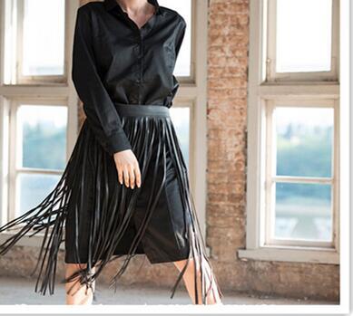 Falda larga borla cinturón de mujer cinturón de estilo gitano falda ajustable del todo fósforo de las mujeres sello de la cintura de cuero de la PU