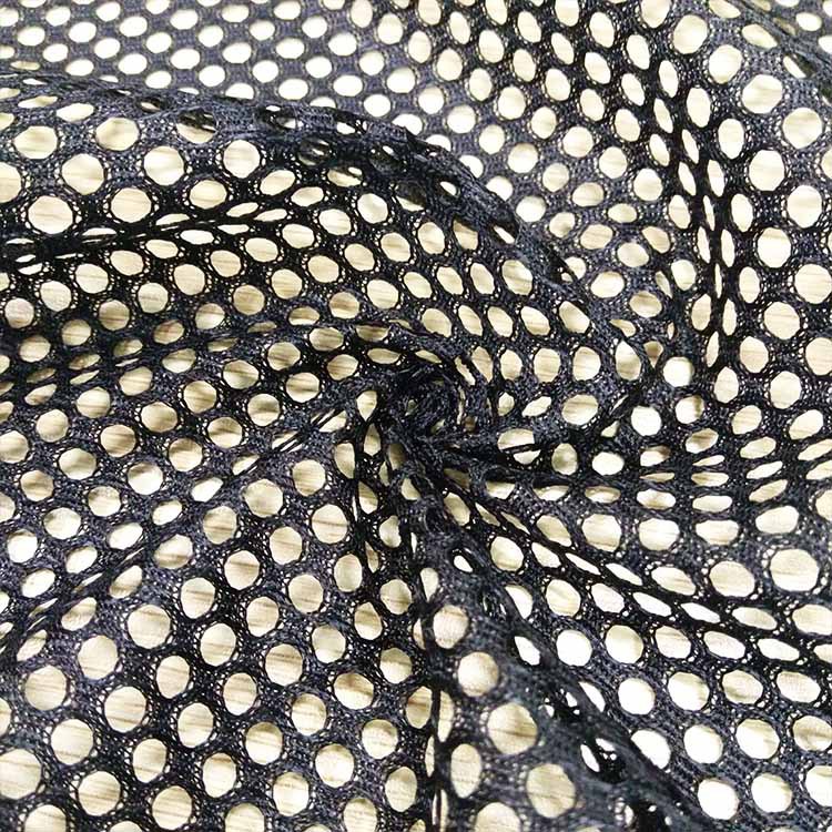 厂家直销六角网眼布涤纶有光网布摇篮网箱包手袋运功布料批发