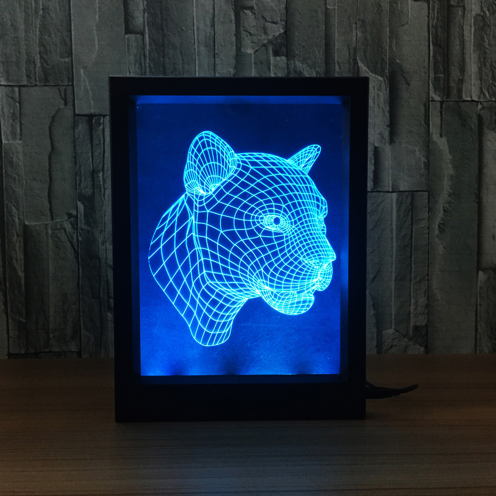 3d 相框灯 遥控式 创意产品 新奇特led灯豹头