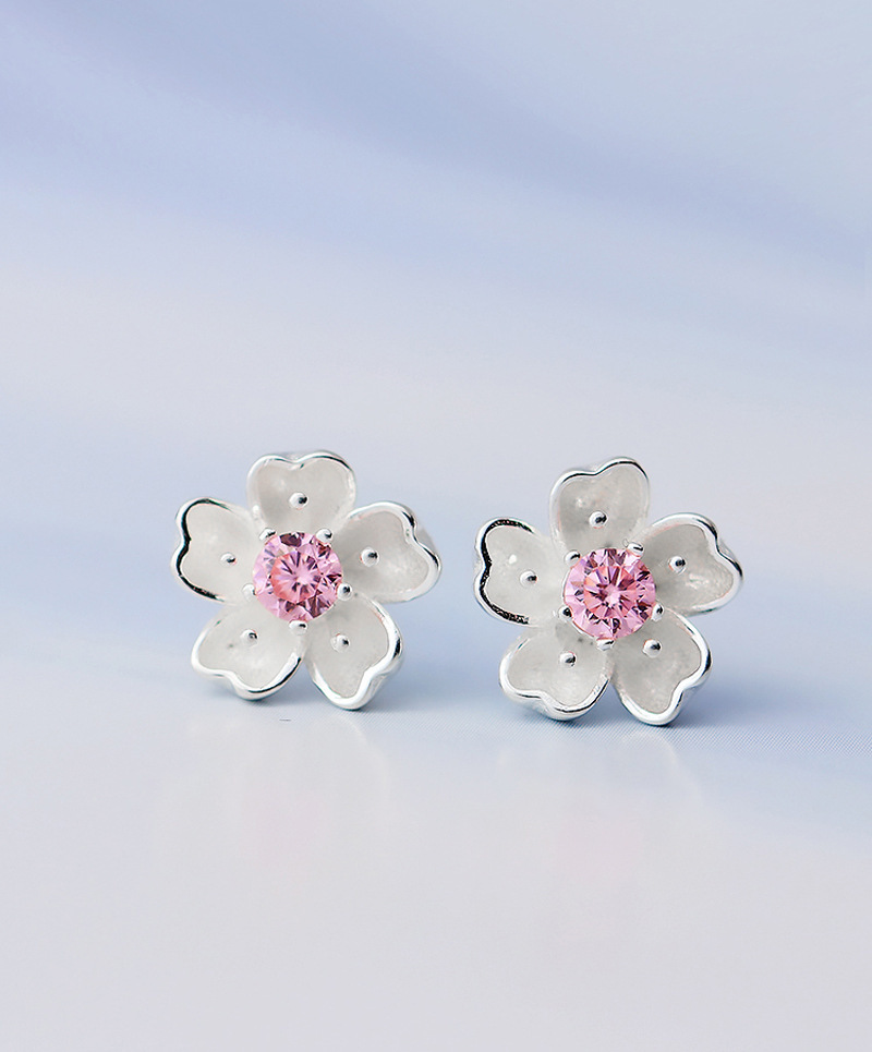 Pendientes De Plata Esterlina S925 Pendientes De Flor De Cerezo display picture 5