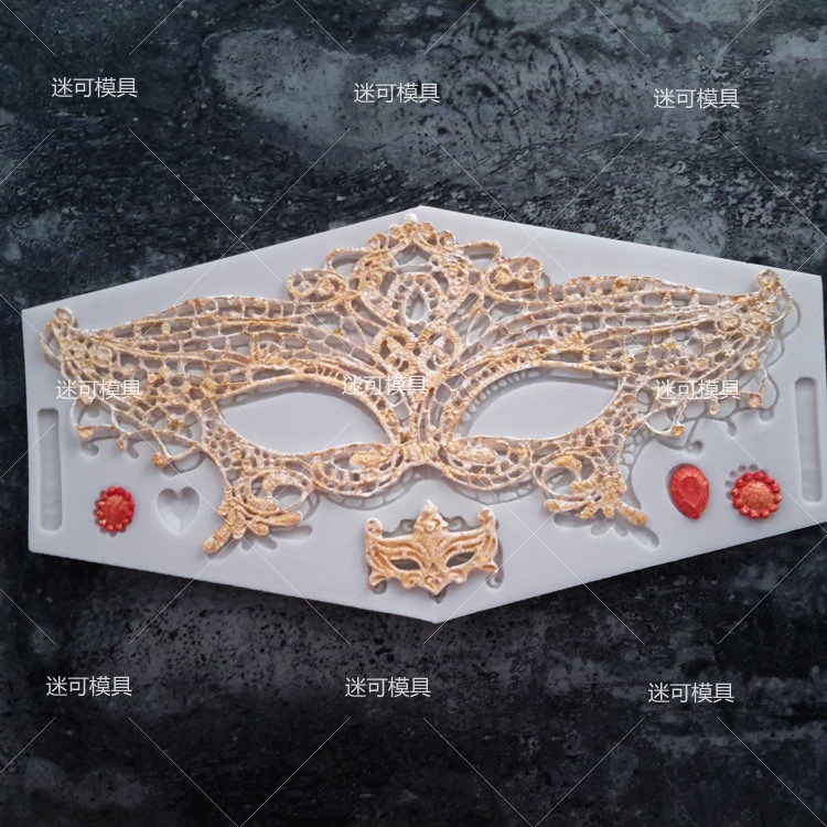 Fondant pastel máscara molde de silicona encaje bola máscara pastel molde DIY chocolate molde de silicona