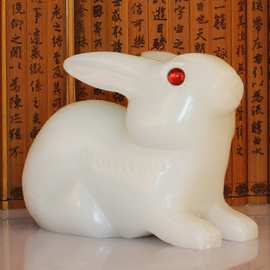 批发天然白玉兔子摆件玉石摆件生肖兔生日礼物玉雕小兔子白兔家居