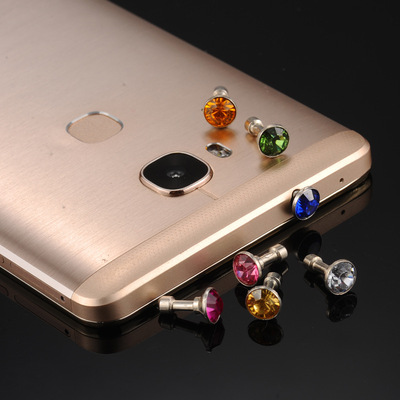 Universal mobile phone Rhinestone Diamond dust plug 3.5mm currency headset Ear Studs Dust plug wholesale