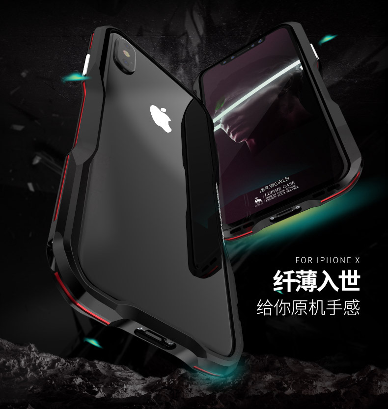 Luphie Bicolor Incisive Sword Slim Light Aluminum Bumper Metal Shell Case for Apple iPhone X