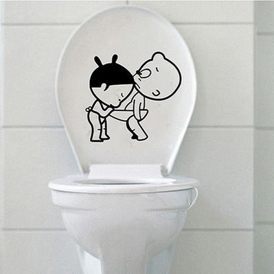 Manufactor Customized TOILET Wall Stickers Cartoon lovely Child Toilet stickers Home Furnishing decorate Free stickers wholesale