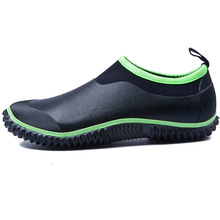 男士短筒雨鞋荧光绿低帮时尚橡胶雨靴洗车鞋拼色牛布朗浅口水鞋