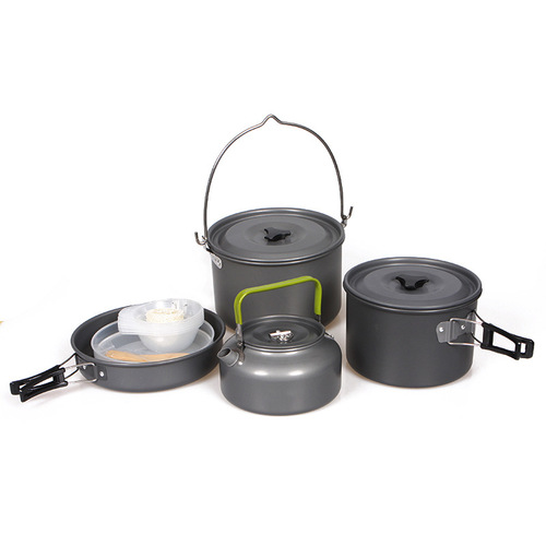 Cross-border Amazon best-selling outdoor pot set for 4-5 people camping cookware set portable camping teapot pot combination