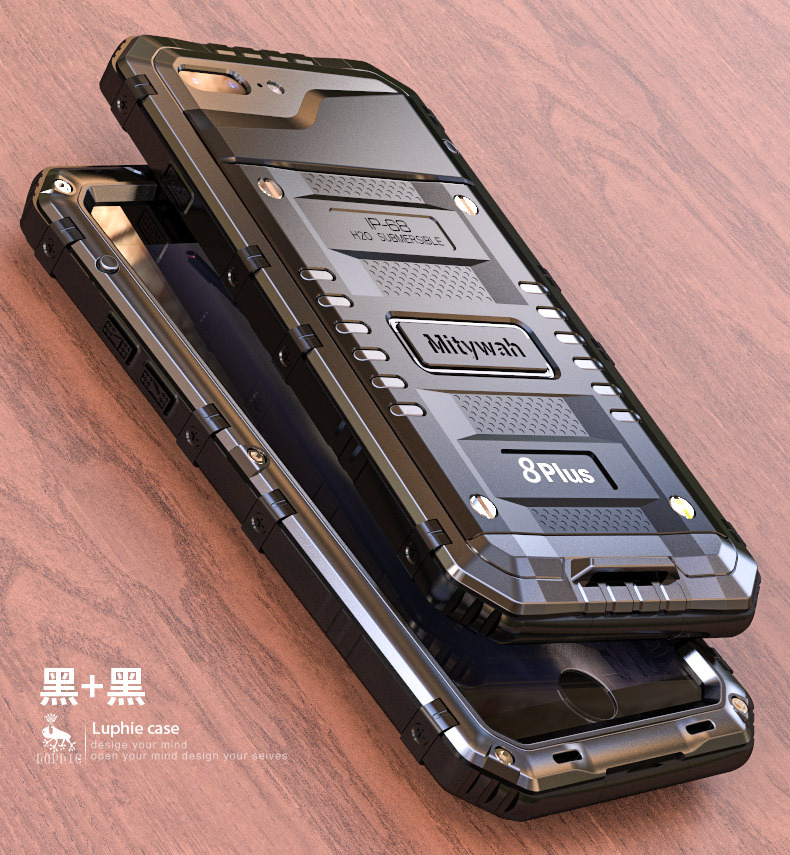 Luphie Beowulf IP68 Waterproof Diving Tempered Glass Silicone Shockproof Aluminum Metal Case Cover for Apple iPhone 8 Plus & iPhone 8