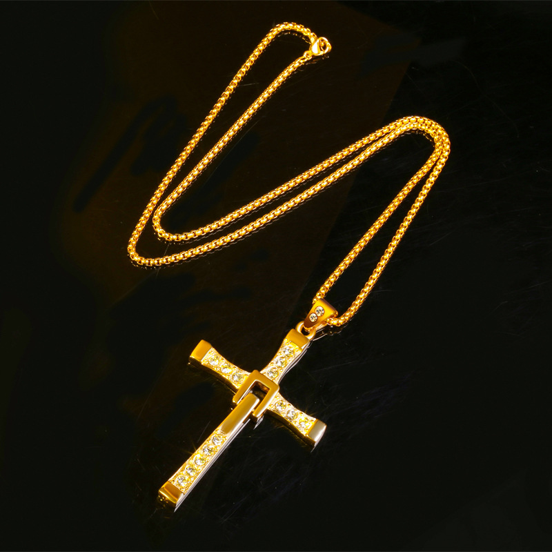 304 Stainless Steel 18K Gold Plated Fashion Diamond Cross Zircon display picture 8
