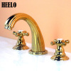 Golden copper hot and cold split antique set for face washing, 3 piece set