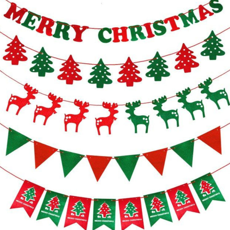 厂家直销毛毡装饰品 毛毡挂件 圣诞树挂件 圣诞小彩旗 可定制