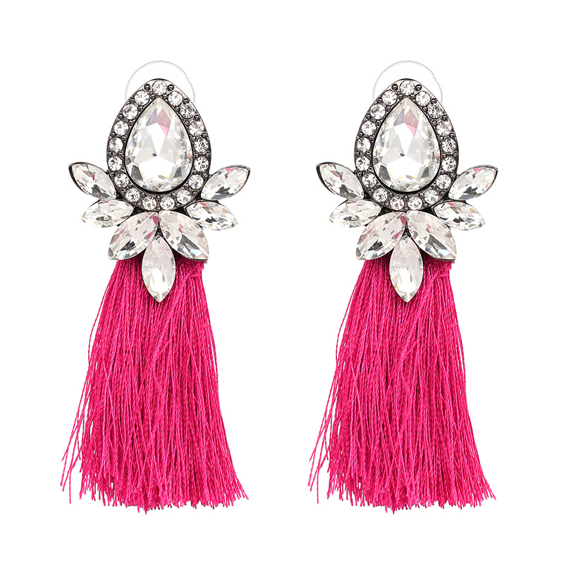 New Style Rhinestone Long Tassel Earrings Fashion Earrings Wholesale display picture 2