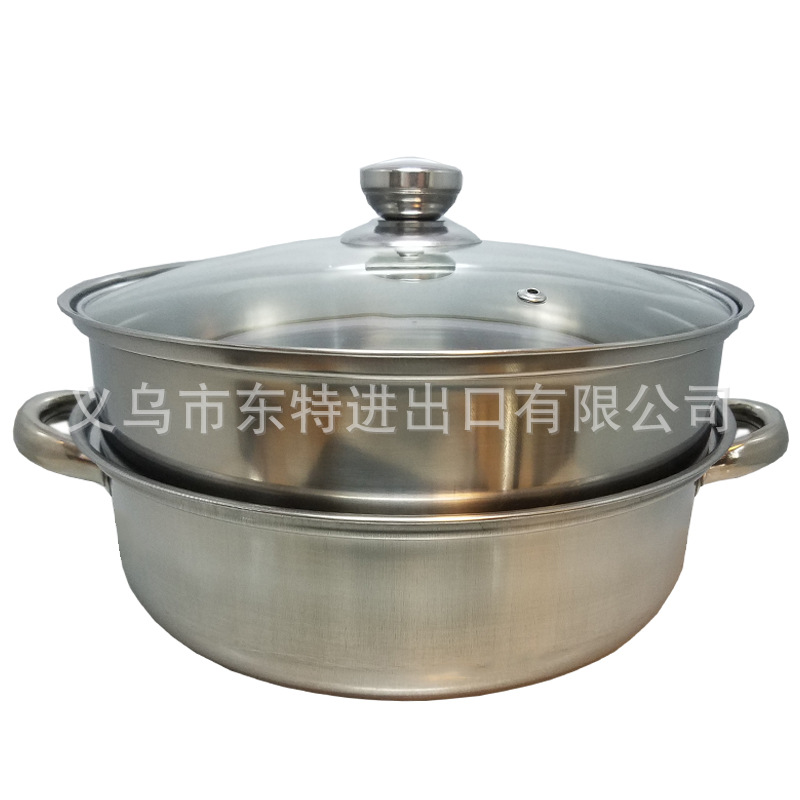 Factory direct sales 28cm stainless steel soup and steam dual-purpose pot, multi-purpose steamer, gift single-bottom 2-layer steamer detail image 8