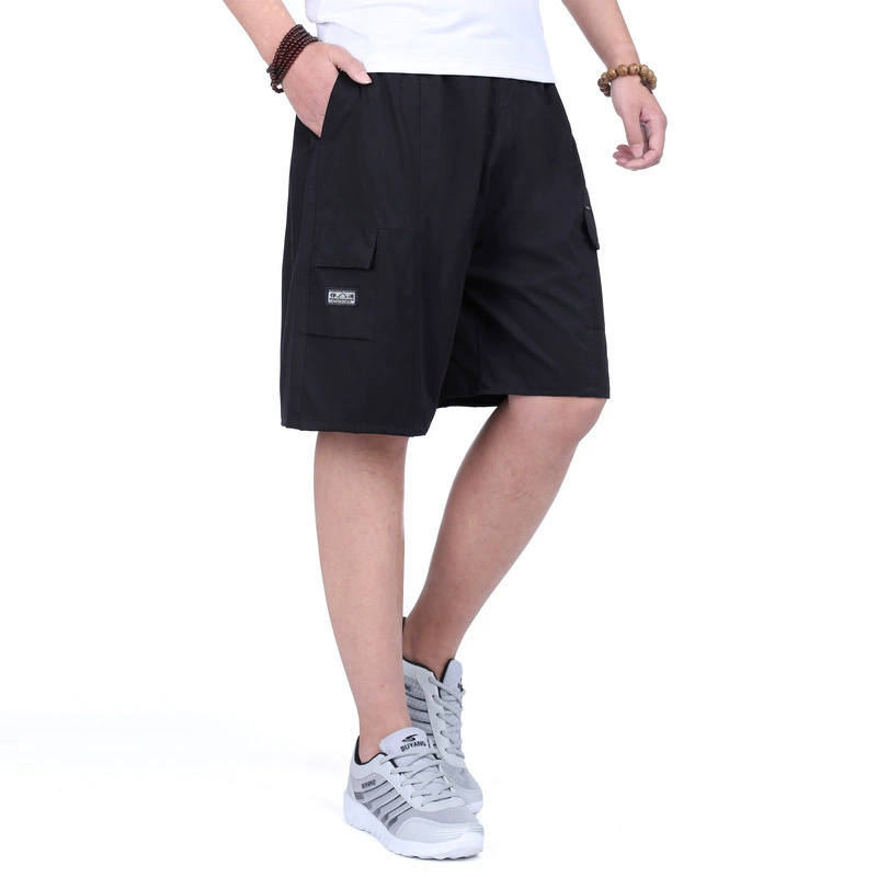 Мужские шорты, летние повседневные брюки с пятью точками для мужчин среднего и пожилого возраста, однотонные хлопковые Прямые пляжные брюки с несколькими карманами, 2021