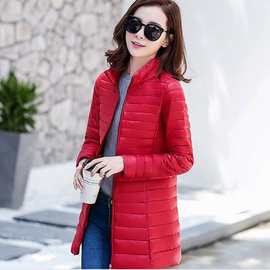 羽绒棉衣女中长款韩版修身显瘦时尚立领轻薄外套冬装保暖棉服批发