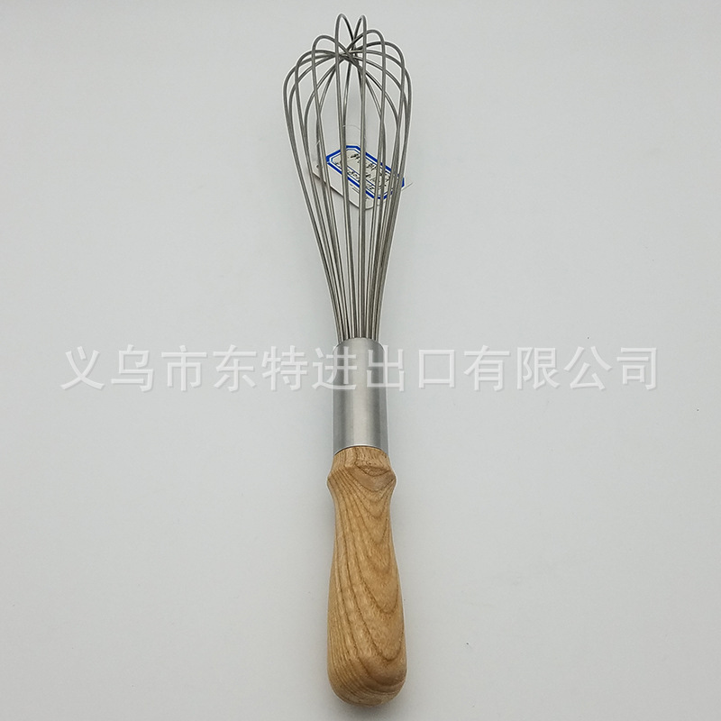 Factory direct sales of stainless steel egg beaters, 8-line oak handle stirrers, high-end manual egg beaters, baking utensils detail image 9