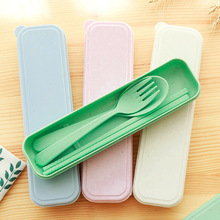 2212 便携餐具三件套创意韩国旅行儿童勺子筷子叉套装学生礼盒