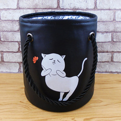 Kitten round bucket bath basket portable bath basket folding bath bag men's wash bag bath pocket bag women's fitness bath bag