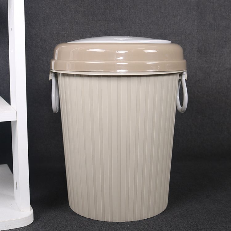 Cubo de basura redondo con tapa a presión, de plástico para cocina y baño – diseño nuevo, venta al por mayor.